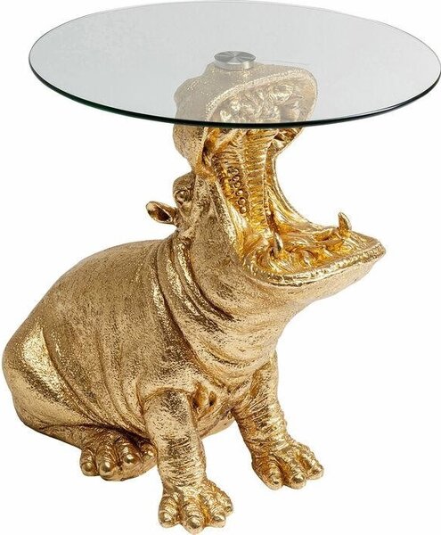 KARE Design HIPPO Arany Víziló Üveglapos Dohányzóasztal