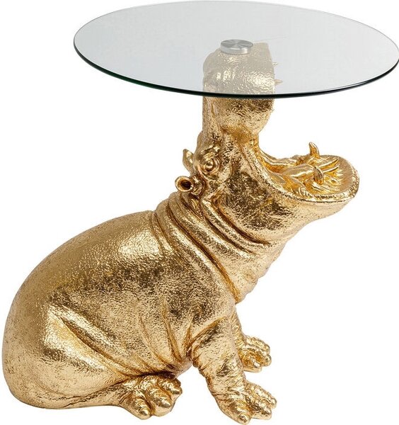 KARE Design HIPPO Arany Víziló Üveglapos Dohányzóasztal