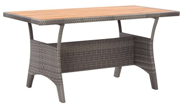 Akácfa Kerti Asztal - PE-Rattan - Szürke - 120x70x66 cm