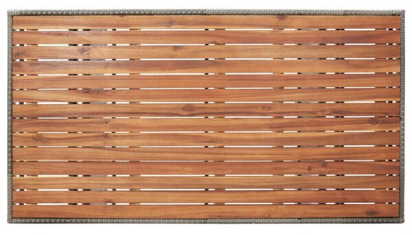 Akácfa Kerti Asztal - PE-Rattan - Szürke - 120x70x66 cm