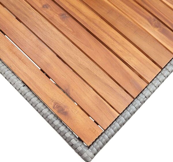 Akácfa Kerti Asztal - PE-Rattan - Szürke - 120x70x66 cm