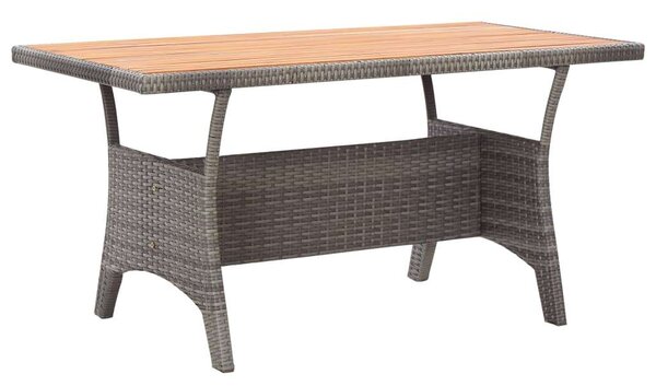 Akácfa Kerti Asztal - PE-Rattan - Szürke - 120x70x66 cm