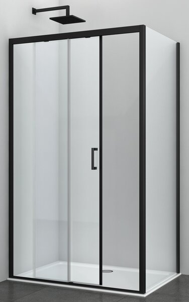 ELITE BLACK II aszimmetrikus szögletes sarok zuhanykabin tolóajtóval