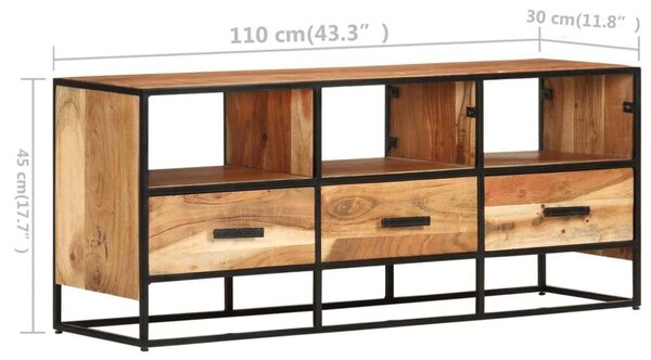 VidaXL tömör akácfa TV-szekrény 110 x 30 x 45 cm