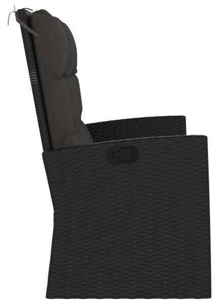 Polyrattan Kerti Pad - Dönthető - 118 cm - Fekete