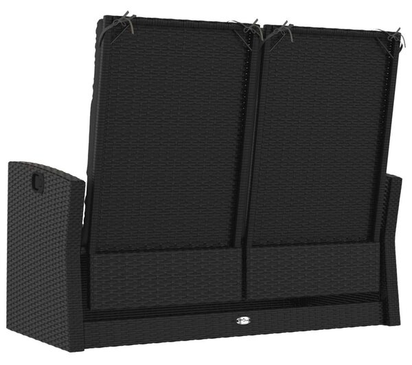 Polyrattan Kerti Pad - Dönthető - 118 cm - Fekete