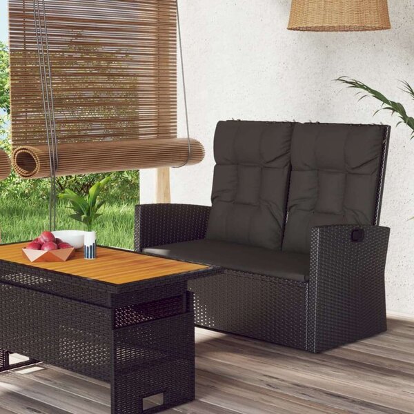 Polyrattan Kerti Pad - Dönthető - 118 cm - Fekete