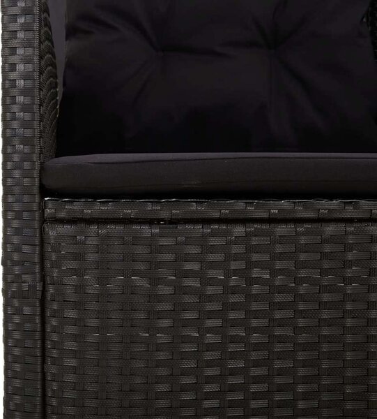 Polyrattan Kerti Pad - Dönthető - 118 cm - Fekete