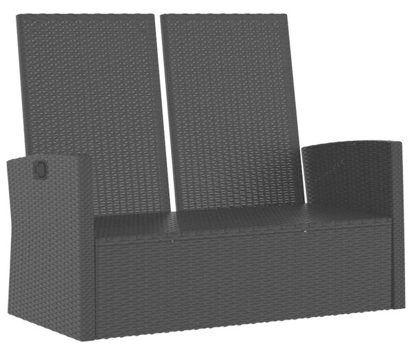 Polyrattan Kerti Pad - Dönthető - 118 cm - Fekete