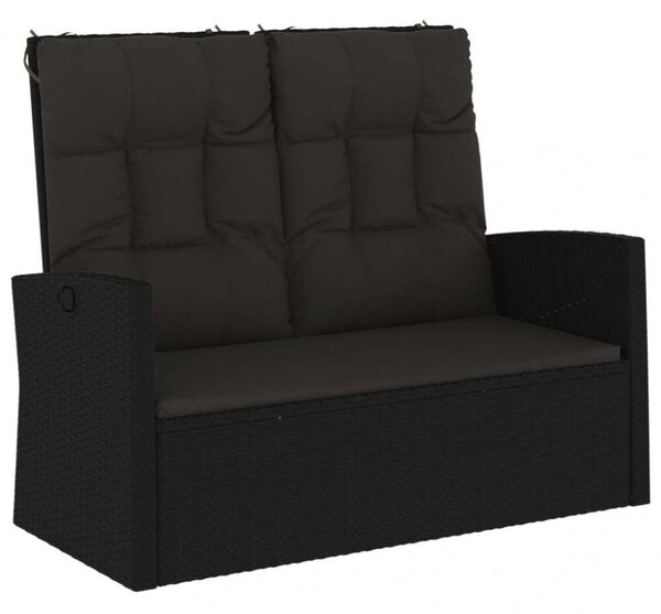 Polyrattan Kerti Pad - Dönthető - 118 cm - Fekete