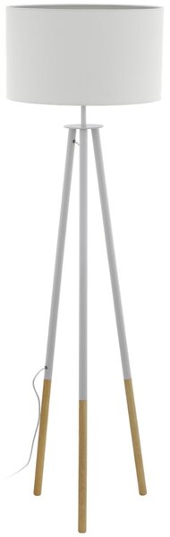 Eglo Bidford háromlábú állólámpa, fehér-fa, 1xE27 foglalattal