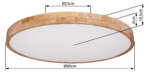Globo Rainer LED mennyezeti lámpa, Ø 80 cm, fa hatású, fém, CCT, dimmelhető, Sötét fa, Nappali / Étkező, fém