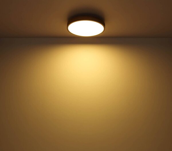 Globo LED mennyezeti lámpa Doro, Ø 45 cm, sötét grafit/fa, fa, CCT, dimmelhető, Sötét fa, Nappali / Étkező, Fa, Modern