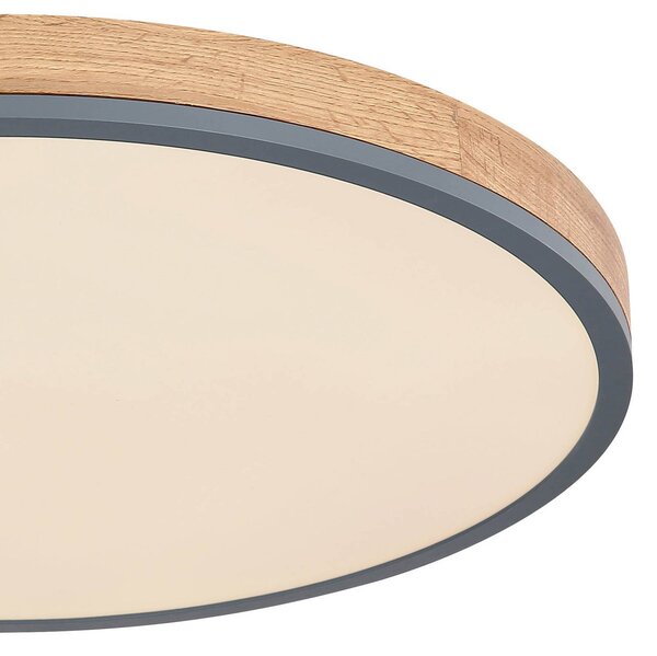 Globo LED mennyezeti lámpa Doro, Ø 60 cm, sötét grafit/fa, fa, CCT, dimmelhető, Sötét fa, Nappali / Étkező, Fa, Modern