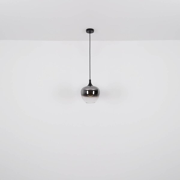 Globo Maxy függőlámpa, Ø 48 cm, füstszürke, üveg, 3 lámpás., dimmelhető, Alu / szürke / cink, Nappali / Étkező, Üveg