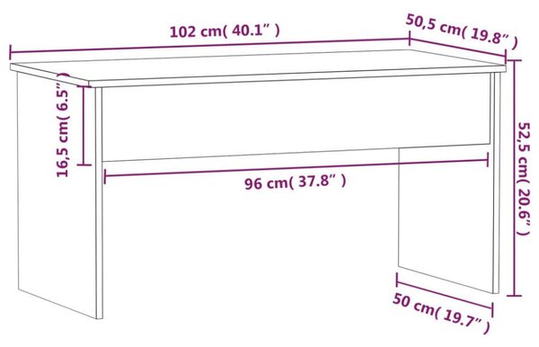 Fehér Felemelhető Dohányzóasztal - Tárolóval - 102x50,5x52,5cm