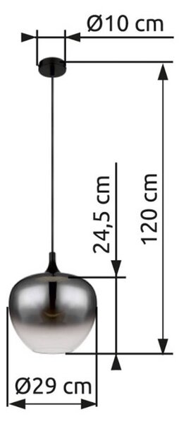 Globo Maxy függőlámpa, Ø 29 cm, füstszürke, üveg, dimmelhető, Alu / szürke / cink, Nappali / Étkező, Üveg