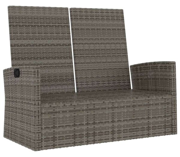 Polyrattan Kerti Pad - Dönthető - 118 cm - Szürke