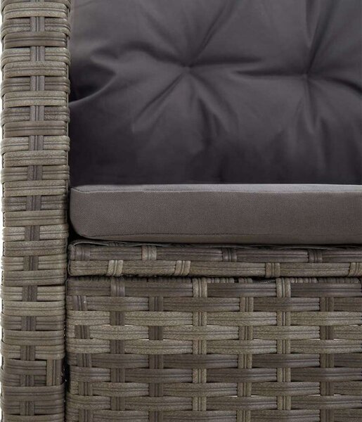 Polyrattan Kerti Pad - Dönthető - 118 cm - Szürke