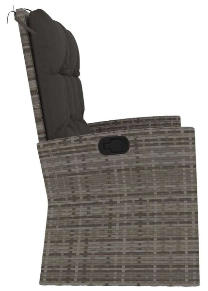 Polyrattan Kerti Pad - Dönthető - 118 cm - Szürke