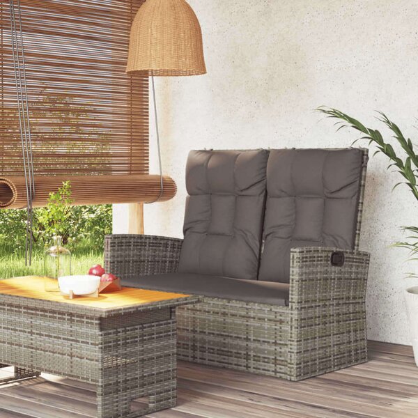 Polyrattan Kerti Pad - Dönthető - 118 cm - Szürke