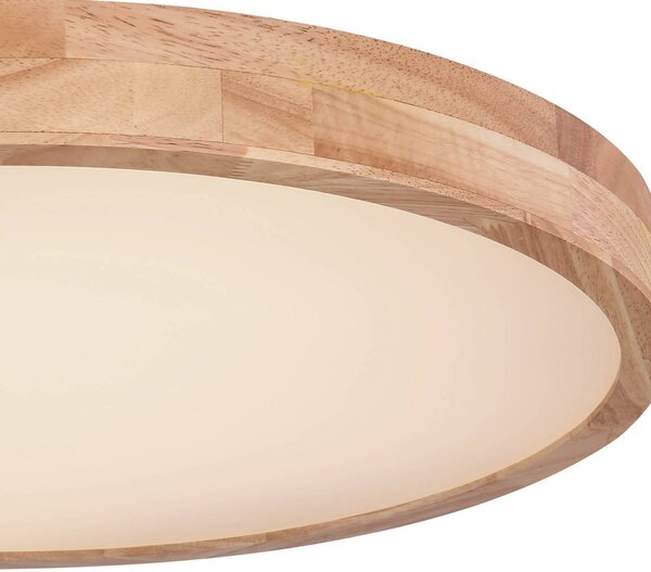 Globo Rainer LED mennyezeti lámpa, Ø 60 cm, fa hatású, fém, CCT, dimmelhető, Sötét fa, Nappali / Étkező, fém