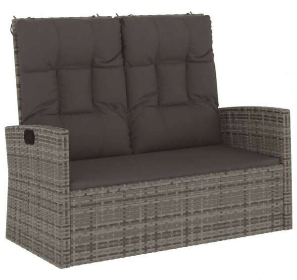 Polyrattan Kerti Pad - Dönthető - 118 cm - Szürke