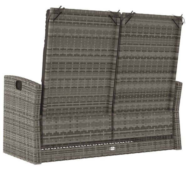 Polyrattan Kerti Pad - Dönthető - 118 cm - Szürke