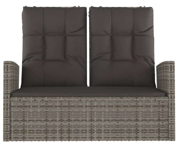 Polyrattan Kerti Pad - Dönthető - 118 cm - Szürke
