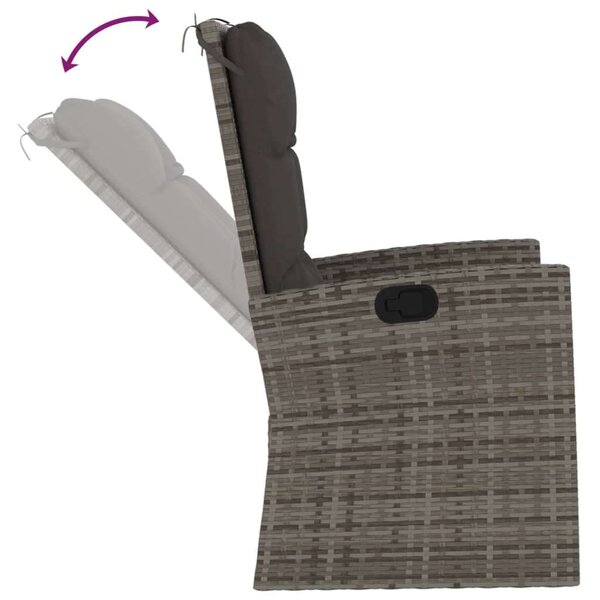 Polyrattan Kerti Pad - Dönthető - 118 cm - Szürke
