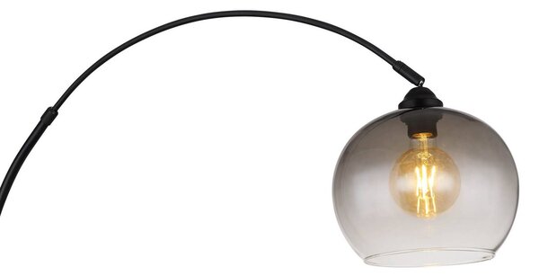 Globo Newcastle állólámpa, magasság 196 cm, fekete matt/füstszürke, Fekete, Nappali / Étkező, fém