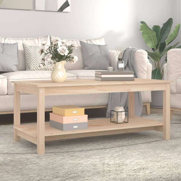 VIDAXL - Dohányzóasztal - Tömör Fenyőfa - 110x55x45 cm