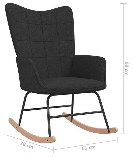 Modern Fekete Szövet Hintaszék - 61x78x98 cm