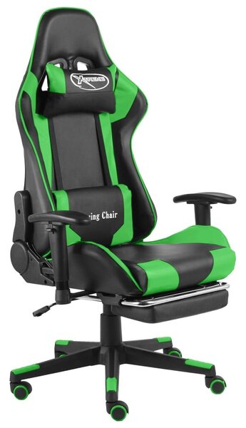 VidaXL Gamer Forgószék - Zöld-Fekete - Lábtartóval