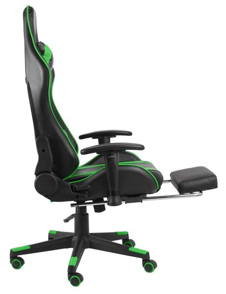 VidaXL Gamer Forgószék - Zöld-Fekete - Lábtartóval