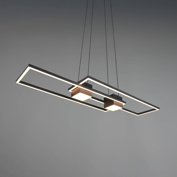 Trio Lighting Albany LED függőlámpa, fekete, 100 x 28 cm, alumínium CCT fényerőszabályzóval, dimmelhető, Fekete, Nappali / Étkező, Alumínium, Modern