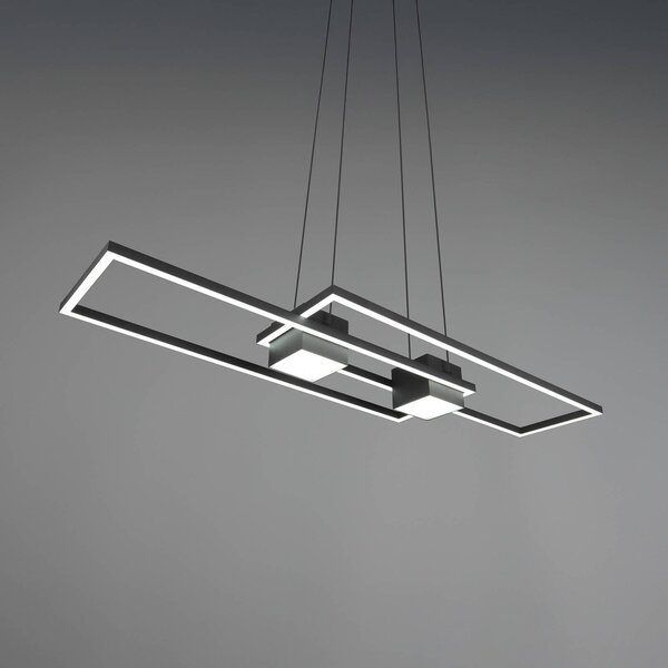 Trio Lighting Albany LED függőlámpa, fekete, 100 x 28 cm, alumínium CCT fényerőszabályzóval, dimmelhető, Fekete, Nappali / Étkező, Alumínium, Modern