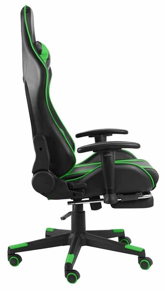 VidaXL Gamer Forgószék - Zöld-Fekete - Lábtartóval