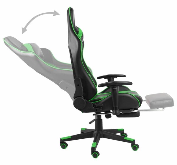 VidaXL Gamer Forgószék - Zöld-Fekete - Lábtartóval