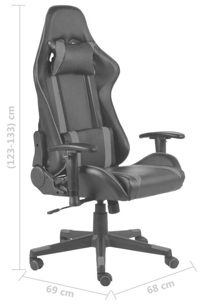 VidaXL Gamer Szék - Forgó, Fekete-Szürke PVC