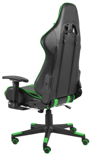 VidaXL Gamer Forgószék - Zöld-Fekete - Lábtartóval