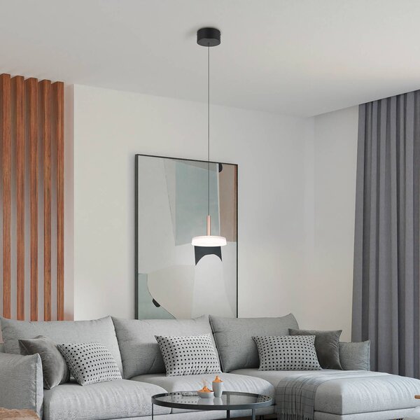 Trio Lighting Celeste LED-es függőlámpa, fehér/barna, Ø 22 cm, üveg, fényerőszabályzóval,, dimmelhető, Fehér / opál, Nappali / Étkező, Üveg, Modern
