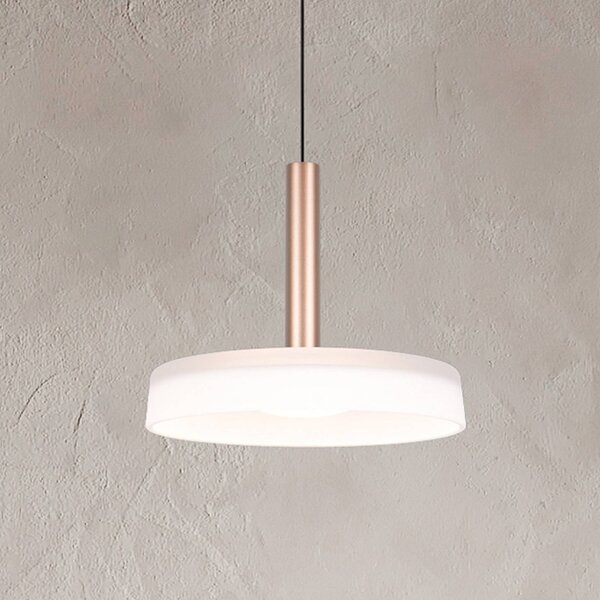Trio Lighting Celeste LED-es függőlámpa, fehér/barna, Ø 22 cm, üveg, fényerőszabályzóval,, dimmelhető, Fehér / opál, Nappali / Étkező, Üveg, Modern