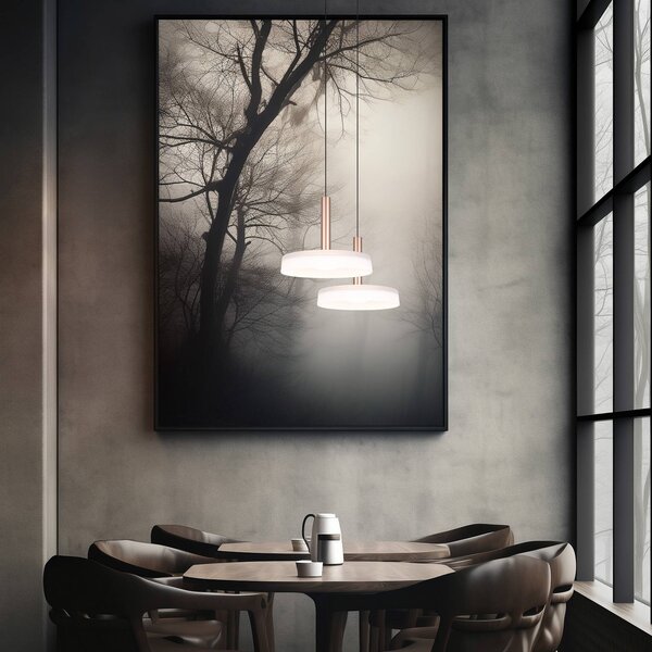 Trio Lighting Celeste LED-es függőlámpa, fehér/barna, Ø 22 cm, üveg, fényerőszabályzóval,, dimmelhető, Fehér / opál, Nappali / Étkező, Üveg, Modern