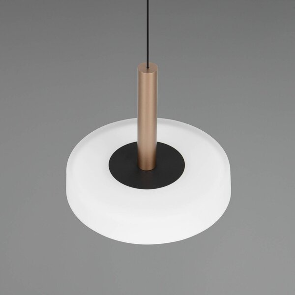 Trio Lighting Celeste LED-es függőlámpa, fehér/barna, Ø 22 cm, üveg, fényerőszabályzóval,, dimmelhető, Fehér / opál, Nappali / Étkező, Üveg, Modern