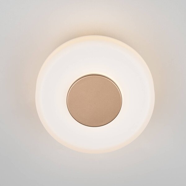 Trio Lighting LED fali lámpa Celeste, barna/fehér, Ø 22 cm-es üveg dimmelhető, dimmelhető, Fehér / opál, Nappali / Étkező, Üveg, Modern