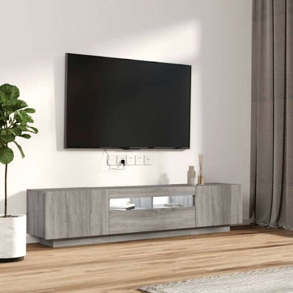 Sonoma Szürke LED-es TV Szekrény Szett - 2 részes