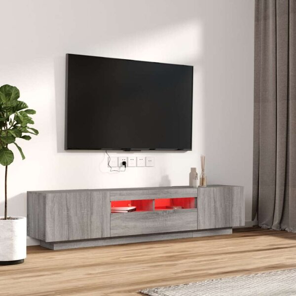 Sonoma Szürke LED-es TV Szekrény Szett - 2 részes