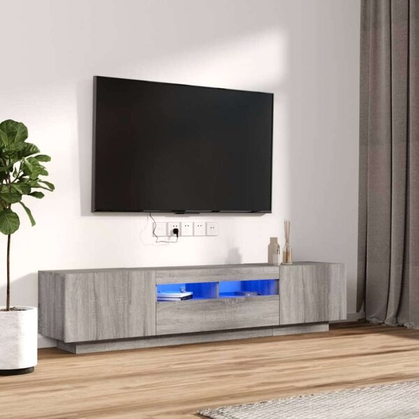 Sonoma Szürke LED-es TV Szekrény Szett - 2 részes