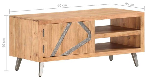 Akácfa Dohányzóasztal - Ipari Stílus - 90x45x40 cm